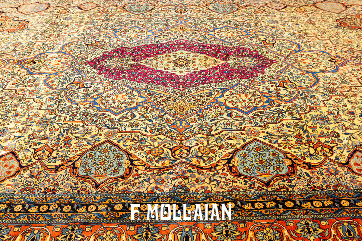 Kashan Mohtasham Rug Yellow Field n°:272877